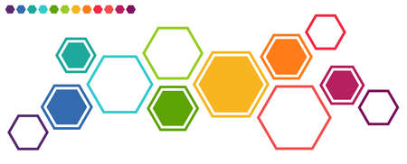 eps vector illustration of colored futuristic hexagonal cooperation or teamwork process for great solution ideasのイラスト素材