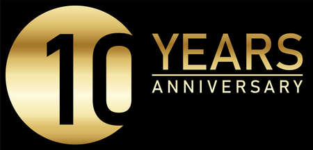 eps vector file with golden anniversary seal on black background for success or firm jubilee with text 10 yearsのイラスト素材