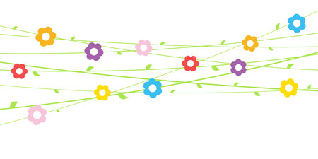 EPS 10 vector file background with flowers on strings for spring time in different colors for easter and fresh conceptsのイラスト素材