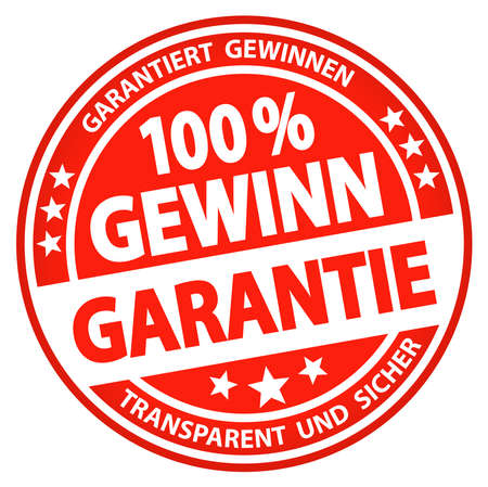 eps vector file. Round button for business and advertising usage, isolated on white background. With text 100% guaranteed profit (German)のイラスト素材
