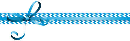 EPS 10 vector illustration of white and blue checkered banners with ribbon bow for German Oktoberfest time 2021のイラスト素材