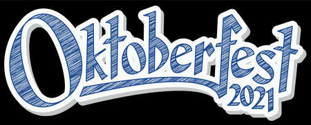 blue and white header with scribble pattern and text Oktoberfest 2021のイラスト素材