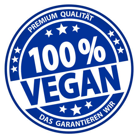 vector file. Round button for business and advertising usage, isolated on white background. With text 100% vegan (german)のイラスト素材