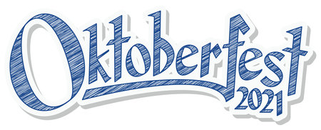 blue and white header with scribble pattern and text Oktoberfest 2021のイラスト素材