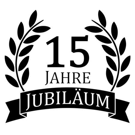 eps vector file with black laurel wreath on white background for success or firm jubilee with text 15 years (german text)のイラスト素材