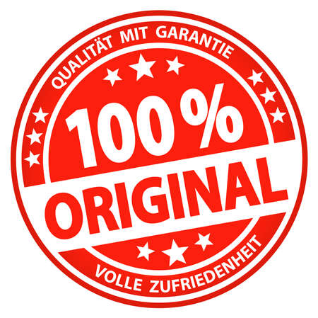eps vector file. Round button for business and advertising usage, isolated on white background. With text 100% original (german)のイラスト素材