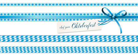 vector illustration of white and blue checkered banners for German Oktoberfest time 2021のイラスト素材