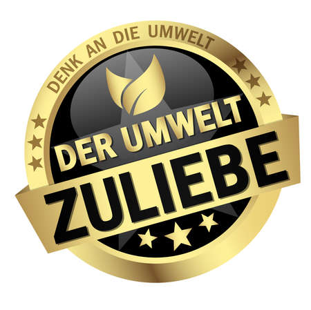 EPS 10 vector with round colored button with banner and text for the environment (in German)のイラスト素材
