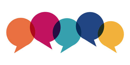 eps illustration of colored speech bubbles in a row with space for text on white backgroundのイラスト素材