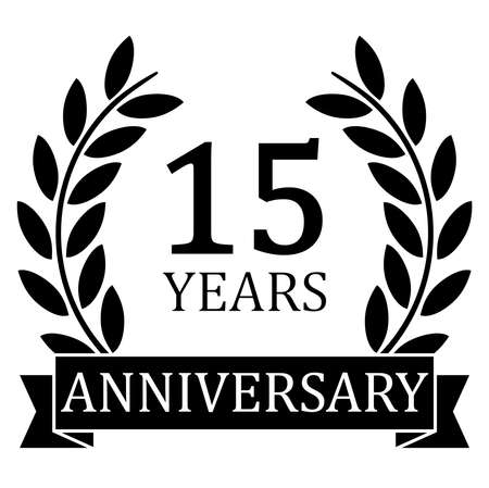 vector file with black laurel wreath on white background for success or firm jubilee with text 15 yearsのイラスト素材