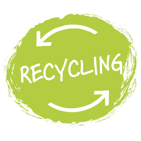 eps vector file modern green round grunge stamp with arrows, white text recycle (german)のイラスト素材