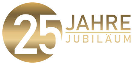 eps vector file with golden anniversary seal on white background for success or firm jubilee with text 25 years (german text)のイラスト素材
