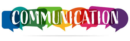 illustration of colored speech bubbles in a row with text communicationのイラスト素材