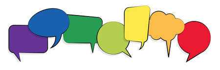 illustration of colored speech bubbles in a row with space for textのイラスト素材
