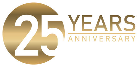 eps vector file with golden anniversary seal on white background for success or firm jubilee with text 25 yearsのイラスト素材