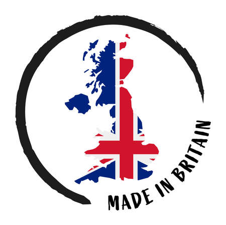 eps vector file with business stamp, round patch 'Made in Britain' with silhouette of Great Britain and national colorsのイラスト素材