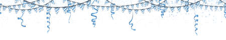 Oktoberfest garlands having blue-white checkered pattern, streamers and blue confettiのイラスト素材