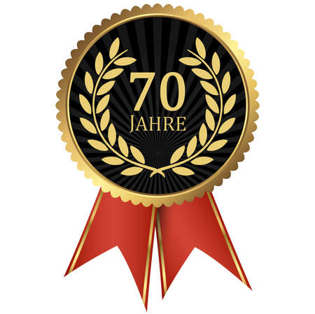 eps vector file with golden medallion with laurel wreath for success or firm jubilee and text 70 years (german text)のイラスト素材
