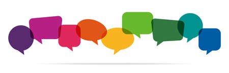 illustration of colored speech bubbles in a row with space for textのイラスト素材