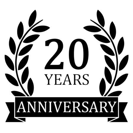 eps vector file with black laurel wreath on white background for success or firm jubilee with text 20 yearsのイラスト素材