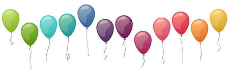 collection of twelve different colored flying party balloonsのイラスト素材