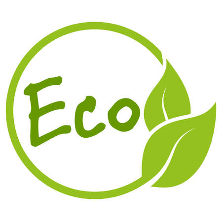 eps vector file modern green round stamp with leaves, text ecoのイラスト素材