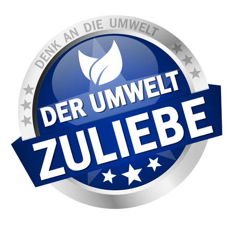 EPS 10 vector with round colored button with banner and text for the environment (in German)のイラスト素材