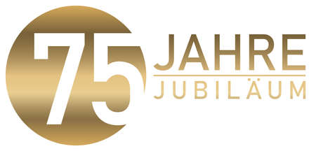 eps vector file with golden anniversary seal on white background for success or firm jubilee with text 75 years (german text)のイラスト素材
