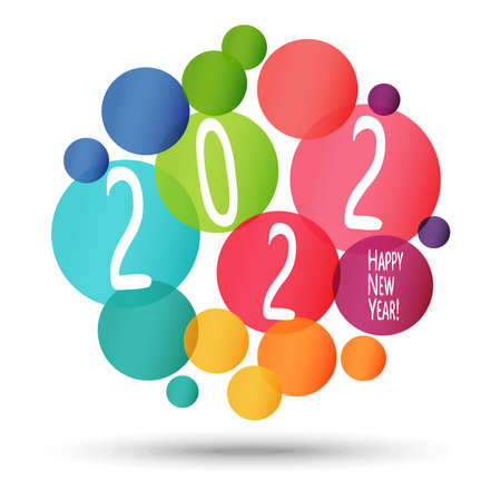 eps vector file with colored bubbles background concept for New Year 2022 greetingsのイラスト素材