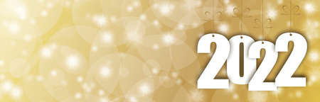eps vector file with white colored hang tag numbers for New Year 2022, panorama backgroundのイラスト素材