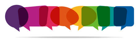 illustration of colored speech bubbles in a row with space for textのイラスト素材