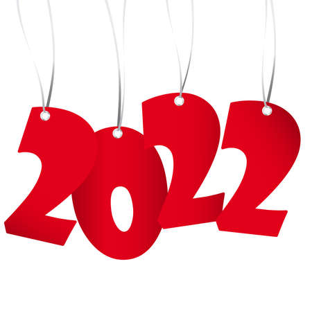 red numbers showing New Year 2022 with white backgroundのイラスト素材