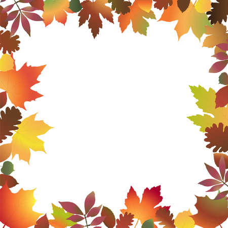 eps vector file with end of summer or fall colored leaves frame style backgroundのイラスト素材