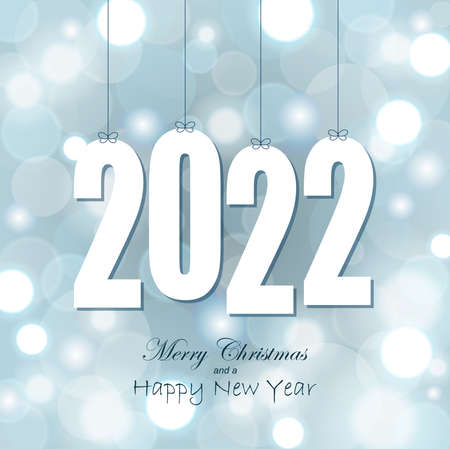 eps vector file with white colored hang tag numbers for New Year 2022 on glittering backgroundのイラスト素材