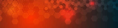 EPS 10 vector abstract science and futuristic hexagonal technology concept background. Digital image with red light effects and blurs over darker backgroundのイラスト素材