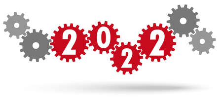 eps vector file with cooperation gears in different colors for New Year 2022 business greetingsのイラスト素材