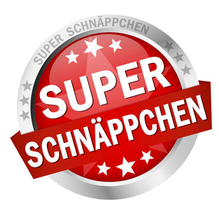 EPS 10 vector with round colored button with banner and text great bargains (in german)のイラスト素材