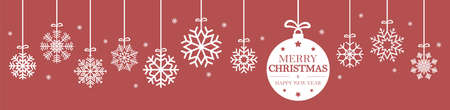 hanging snow flakes colored white for christmas and winter time concepts and greetings for christmas and New Yearのイラスト素材