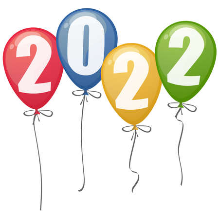 colored balloons with numbers for New Year 2022のイラスト素材