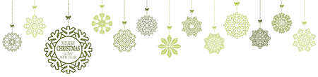 different hanging snow stars for christmas and winter time concepts with greetings for christmas and New Year with white colored backgroundのイラスト素材