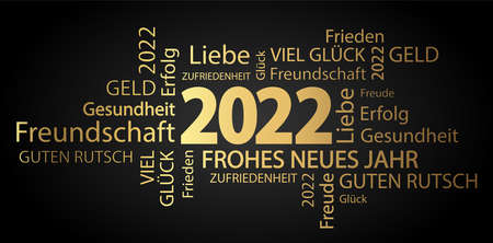 eps vector file with word cloud with new year 2022 greetings and black backgroundのイラスト素材