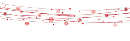 EPS 10 vector file showing snow flakes on strings background for christmas time colored red for xmas and new year conceptsのイラスト素材