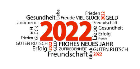 eps vector file with word cloud with new year 2022 greetings and white backgroundのイラスト素材