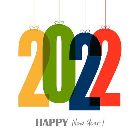 colored hang tags with numbers 2022 for New Year greetingsのイラスト素材