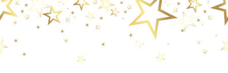 vector file with seamless stars colored gold for christmas advertising in panorama banner styleのイラスト素材