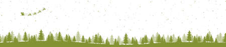 EPS 10 vector file showing christmas time nature landscape background with snow fields, flying santa...