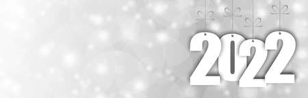 eps vector file with white colored hang tag numbers for New Year 2022, panorama backgroundのイラスト素材