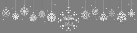 hanging snow flakes colored white for christmas and winter time concepts and greetings for christmas and New Yearのイラスト素材