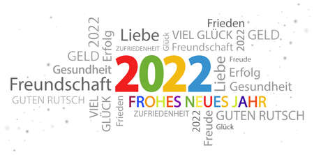 eps vector file with word cloud with new year 2022 greetings and white backgroundのイラスト素材
