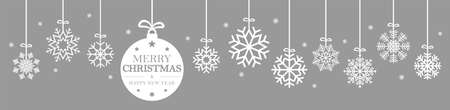 hanging snow flakes colored white for christmas and winter time concepts and greetings for christmas and New Yearのイラスト素材